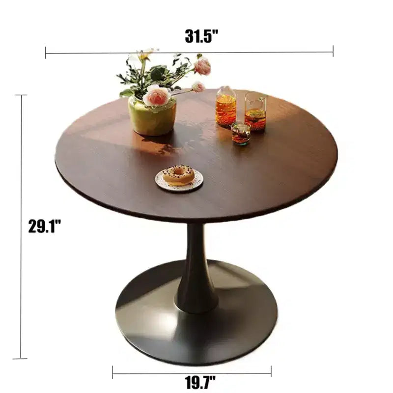 NAYSAYE Table à Manger Ronde Table d'Appoint Table de Cuisine Moderne Dessus MDF Base en Acier pour Salon Bureau, Noir, 31.5*19.7*19.1