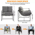 Fauteuil moderne rembourré Acekool, fauteuil de salon à cadre métallique avec coussin amovible, lin gris clair pour le salon
