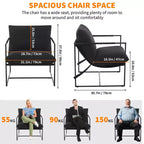 Fauteuil moderne rembourré Acekool, fauteuil de salon à cadre métallique avec coussin amovible, lin gris clair pour le salon