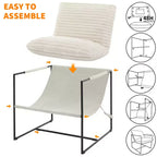 Fauteuil moderne rembourré Acekool, fauteuil de salon à cadre métallique avec coussin amovible, lin gris clair pour le salon