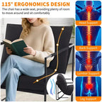 Fauteuil moderne rembourré Acekool, fauteuil de salon à cadre métallique avec coussin amovible, lin gris clair pour le salon
