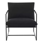 Fauteuil moderne rembourré Acekool, fauteuil de salon à cadre métallique avec coussin amovible, lin gris clair pour le salon