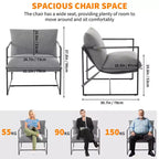 Fauteuil moderne rembourré Acekool, fauteuil de salon à cadre métallique avec coussin amovible, lin gris clair pour le salon