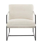 Fauteuil moderne rembourré Acekool, fauteuil de salon à cadre métallique avec coussin amovible, lin gris clair pour le salon