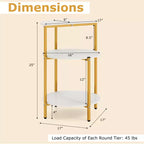 Table d'appoint ronde à 3 niveaux Costway avec étagères de rangement et cadre en métal pour chambre à coucher