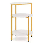 Table d'appoint ronde à 3 niveaux Costway avec étagères de rangement et cadre en métal pour chambre à coucher