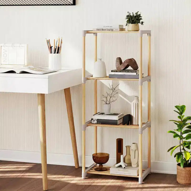 Bibliothèque à 4 niveaux Costway avec étagères ouvertes Meuble de rangement autoportant pour bureau à domicile