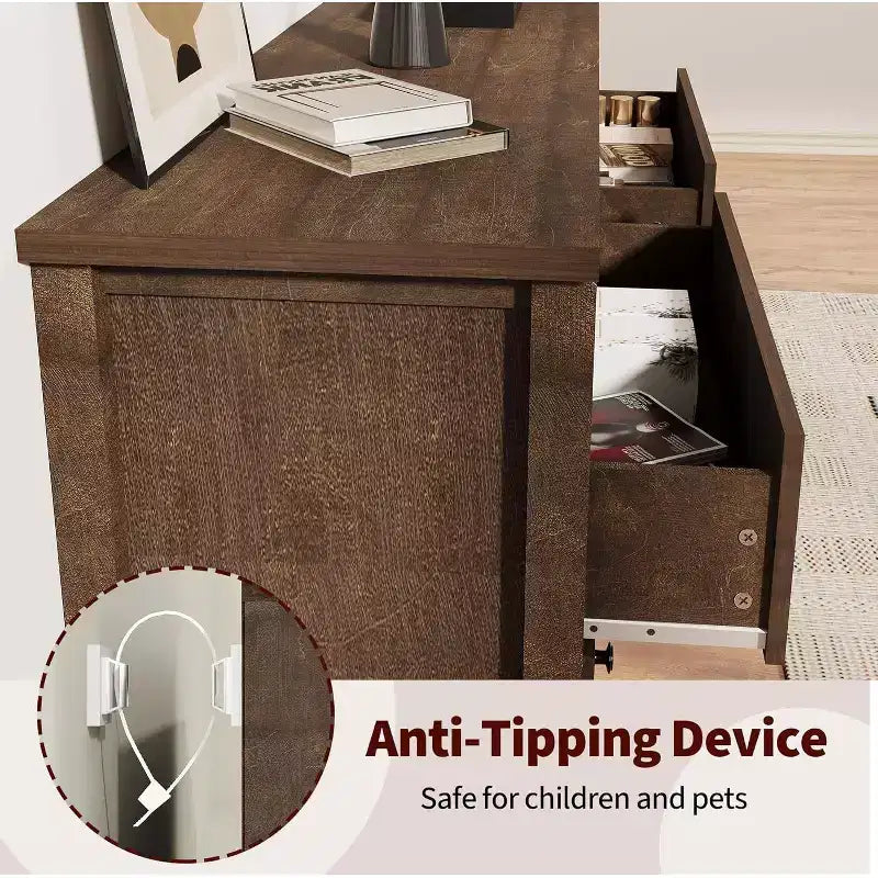 Commode haute à 5 tiroirs en noyer, 80 cm de large, commode cannelée, meuble de rangement moderne en bois pour chambre à coucher, chambre d'enfant, couloir, salon