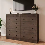 Commode haute à 5 tiroirs en noyer, 80 cm de large, commode cannelée, meuble de rangement moderne en bois pour chambre à coucher, chambre d'enfant, couloir, salon