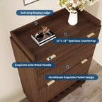 Meuble à chaussures, organiseur d'entrée, armoire cannelée de 122 cm de haut avec 2 tiroirs basculants, étagère ouverte, profil incurvé