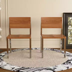 Chaise de salle à manger moderne minimaliste Luck Live (lot de 2) - Piétement en acier inoxydable et assise en bois massif