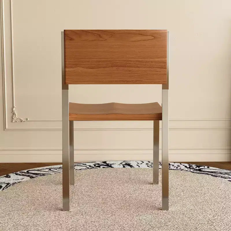 Chaise de salle à manger moderne minimaliste Luck Live (lot de 2) - Piétement en acier inoxydable et assise en bois massif