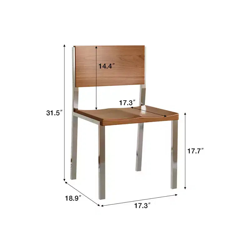 Chaise de salle à manger moderne minimaliste Luck Live (lot de 2) - Piétement en acier inoxydable et assise en bois massif