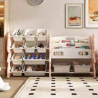 Organisateur de rangement de jouets pour enfants VIYET 34, unité en polyéthylène rose avec étagère à livres à 2 niveaux et 12 bacs de rangement (organisateur pour salle de jeux/chambre/salle de classe)