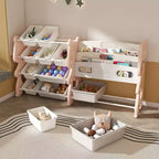 Organisateur de rangement de jouets pour enfants VIYET 34, unité en polyéthylène rose avec étagère à livres à 2 niveaux et 12 bacs de rangement (organisateur pour salle de jeux/chambre/salle de classe)