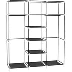 Armoire en Tissu Non-Tissé, Organisateur de Rangement 5 Niveaux 9 Cubes, 150x45x175cm, Noir, pour Maison et Dortoir