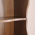 VIYET 718-Étagère ultra-mince réglable, Présentoir en MDF Noyer avec bordure ondulée (Organisateur de bureau amovible)