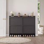 Meuble à chaussures Acekool à 4 niveaux avec tiroirs basculants et étagère réglable, organiseur de rangement d'entrée pour couloir ou salon