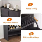 Meuble à chaussures Acekool à 4 niveaux avec tiroirs basculants et étagère réglable, organiseur de rangement d'entrée pour couloir ou salon