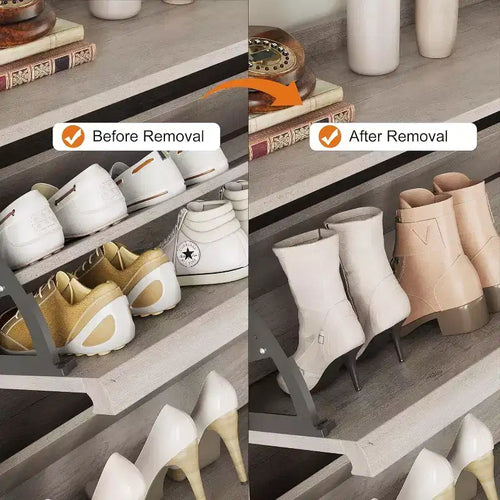 Meuble à chaussures Acekool à 4 niveaux avec tiroirs basculants et étagère réglable, organiseur de rangement d'entrée pour couloir ou salon
