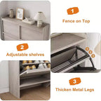 Meuble à chaussures Acekool à 4 niveaux avec tiroirs basculants et étagère réglable, organiseur de rangement d'entrée pour couloir ou salon