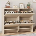Meuble à chaussures Acekool à 4 niveaux avec tiroirs basculants et étagère réglable, organiseur de rangement d'entrée pour couloir ou salon