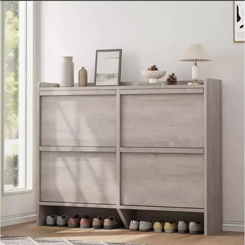 Acekool 4-Tier Flip Drawer Shoe Cabinet with Adjustable Shelf, Entryway Storage Organizer for Hallway or Living Room