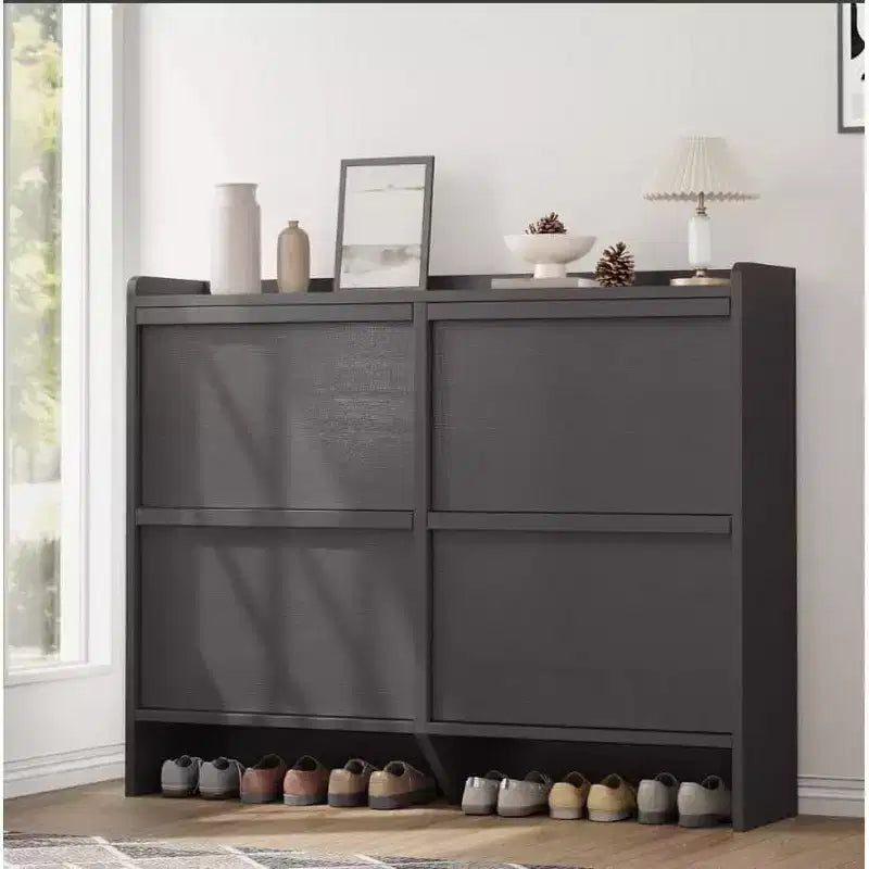Meuble à chaussures Acekool à 4 niveaux avec tiroirs basculants et étagère réglable, organiseur de rangement d'entrée pour couloir ou salon