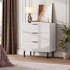 Commode 3 tiroirs Acekool, armoire de rangement moderne à panneaux ondulés, organiseur de chambre robuste pour salon ou entrée