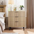 Commode 3 tiroirs Acekool, armoire de rangement moderne à panneaux ondulés, organiseur de chambre robuste pour salon ou entrée