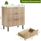 Commode 3 tiroirs Acekool, armoire de rangement moderne à panneaux ondulés, organiseur de chambre robuste pour salon ou entrée