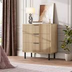 Commode 3 tiroirs Acekool, armoire de rangement moderne à panneaux ondulés, organiseur de chambre robuste pour salon ou entrée