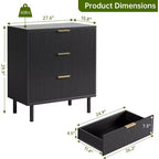 Commode 3 tiroirs Acekool, armoire de rangement moderne à panneaux ondulés, organiseur de chambre robuste pour salon ou entrée