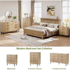 Commode 3 tiroirs Acekool, armoire de rangement moderne à panneaux ondulés, organiseur de chambre robuste pour salon ou entrée