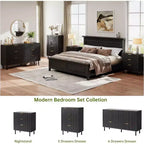 Commode 3 tiroirs Acekool, armoire de rangement moderne à panneaux ondulés, organiseur de chambre robuste pour salon ou entrée