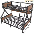 Lit superposé double XL/grand ou double+rangement/grand, lit superposé en métal avec étagères de rangement et lumières, design peu encombrant et silencieux, noir