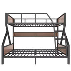 Lit superposé double XL/grand ou double+rangement/grand, lit superposé en métal avec étagères de rangement et lumières, design peu encombrant et silencieux, noir