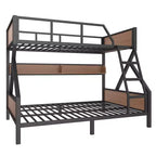 Lit superposé double XL/grand ou double+rangement/grand, lit superposé en métal avec étagères de rangement et lumières, design peu encombrant et silencieux, noir