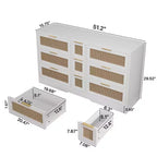 MAYEERTY 51.2 Rangement en rotin avec 9 tiroirs, poignées en métal, pour cuisine, salon, chambre, blanc