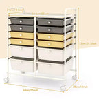 Gymax Chariot de rangement mobile à tiroirs Semi-transparent/Noir/Coloré/Gris + Beige + Jaune/Multicolore/Rose chair/Blanc/Macaron/Violet/Rose vif