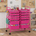 Gymax Chariot de rangement mobile à tiroirs Semi-transparent/Noir/Coloré/Gris + Beige + Jaune/Multicolore/Rose chair/Blanc/Macaron/Violet/Rose vif