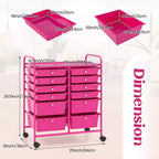 Gymax Chariot de rangement mobile à tiroirs Semi-transparent/Noir/Coloré/Gris + Beige + Jaune/Multicolore/Rose chair/Blanc/Macaron/Violet/Rose vif