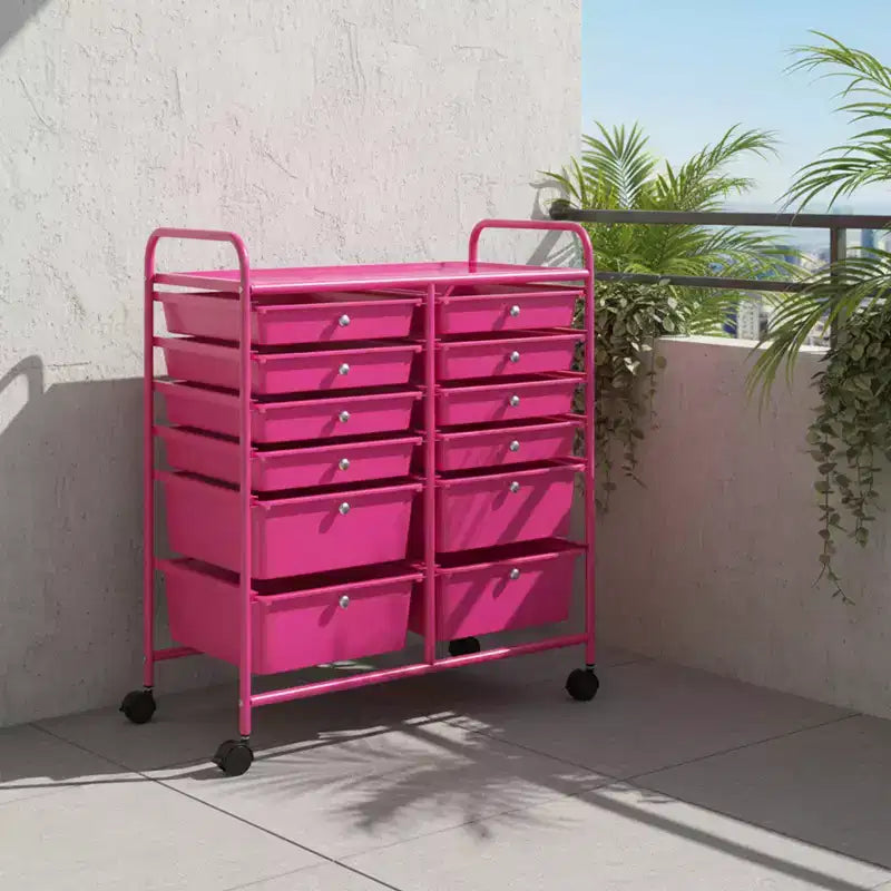 Gymax Chariot de rangement mobile à tiroirs Semi-transparent/Noir/Coloré/Gris + Beige + Jaune/Multicolore/Rose chair/Blanc/Macaron/Violet/Rose vif