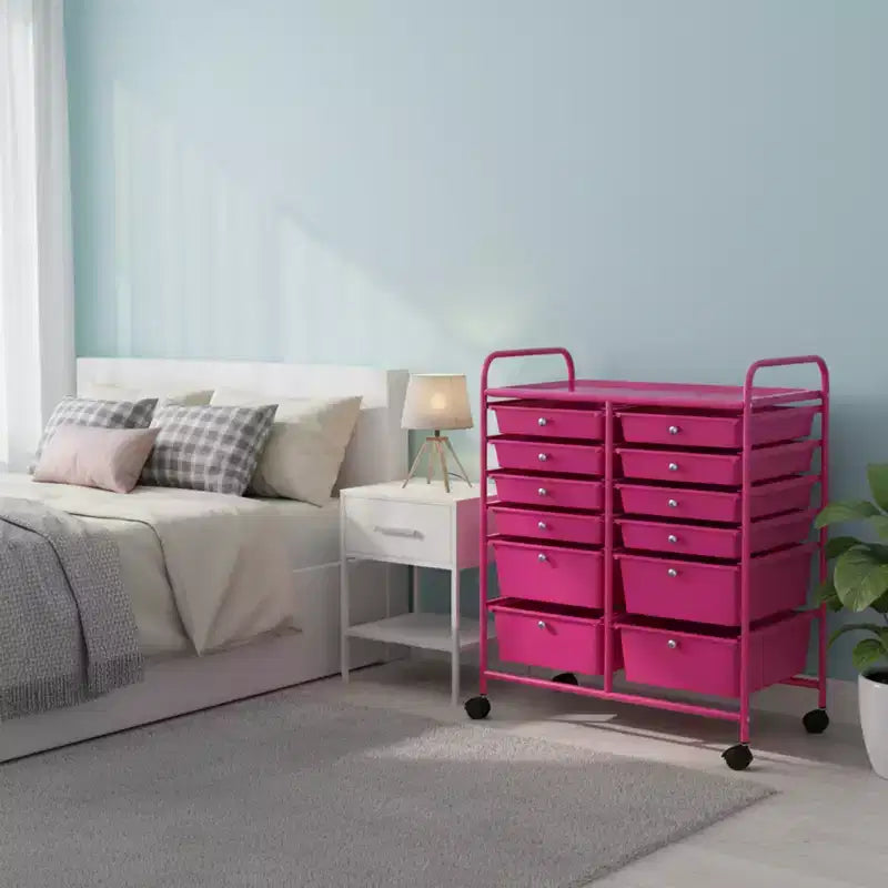 Gymax Chariot de rangement mobile à tiroirs Semi-transparent/Noir/Coloré/Gris + Beige + Jaune/Multicolore/Rose chair/Blanc/Macaron/Violet/Rose vif