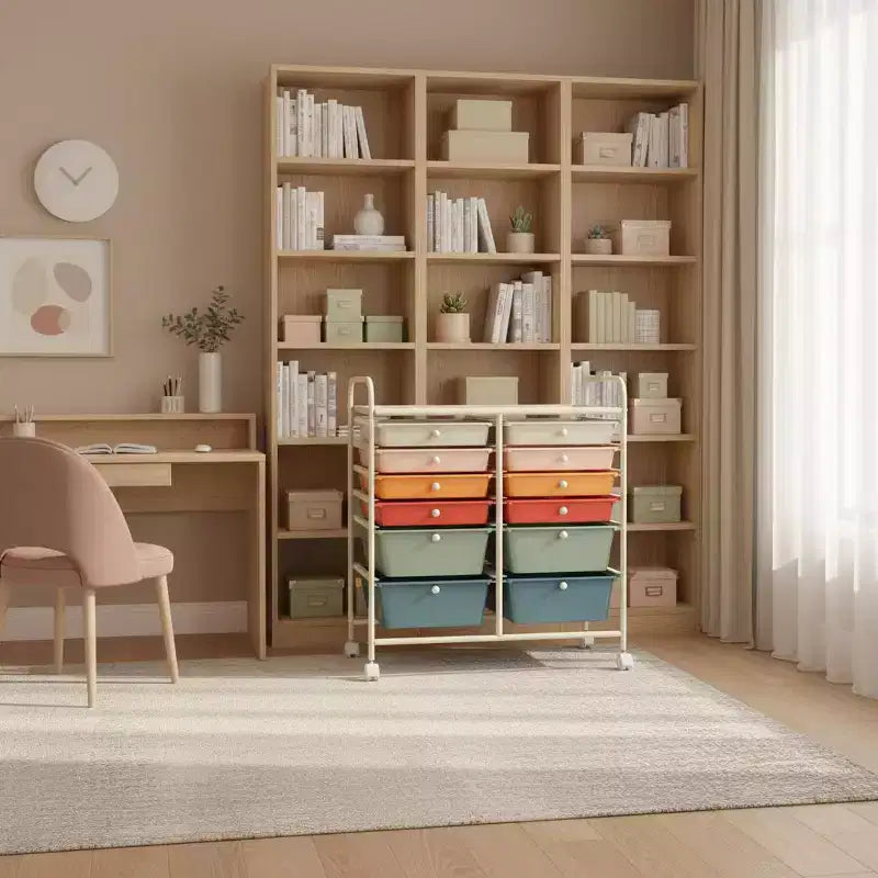 Gymax Chariot de rangement mobile à tiroirs Semi-transparent/Noir/Coloré/Gris + Beige + Jaune/Multicolore/Rose chair/Blanc/Macaron/Violet/Rose vif