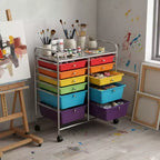 Gymax Chariot de rangement mobile à tiroirs Semi-transparent/Noir/Coloré/Gris + Beige + Jaune/Multicolore/Rose chair/Blanc/Macaron/Violet/Rose vif