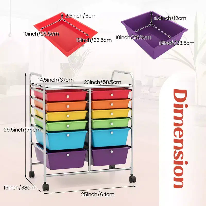 Gymax Chariot de rangement mobile à tiroirs Semi-transparent/Noir/Coloré/Gris + Beige + Jaune/Multicolore/Rose chair/Blanc/Macaron/Violet/Rose vif