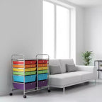 Gymax Chariot de rangement mobile à tiroirs Semi-transparent/Noir/Coloré/Gris + Beige + Jaune/Multicolore/Rose chair/Blanc/Macaron/Violet/Rose vif