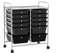 Gymax Drawer Mobile Storage Cart Semi transparent/Black/Colorful/Gray + Beige + Yellow/Multi-color/Skin Pink/White/Macaron/Purple/Hot Pink