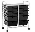 Gymax Drawer Mobile Storage Cart Semi transparent/Black/Colorful/Gray + Beige + Yellow/Multi-color/Skin Pink/White/Macaron/Purple/Hot Pink
